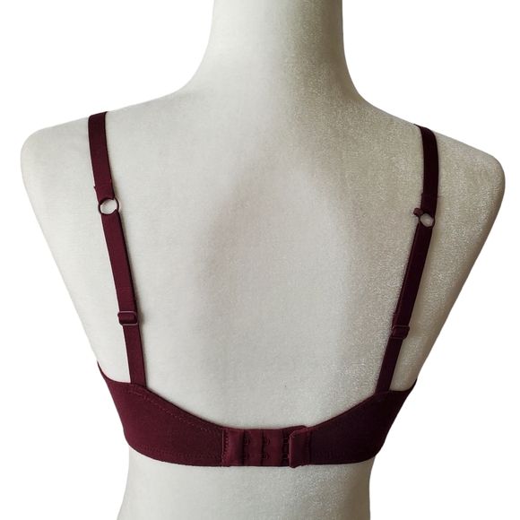 Flirtitude Tshirt Bra 34D Adj Strap to Racerback Tee Light Padding Burgundy 36C‎ - Picture 2 of 15